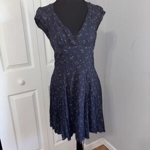 Denim & Supply By Ralph Lauren Skater Style  Blue Floral Dress Size 4 Boho